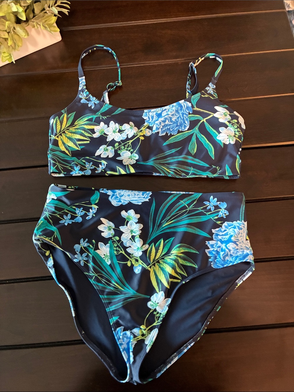 Navy Floral Two-Piece Bikini Set